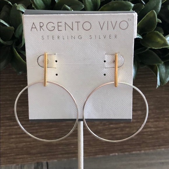 ARGENTO VIVO Front Hoop Earrings Silver Gold - Picture 4 of 4